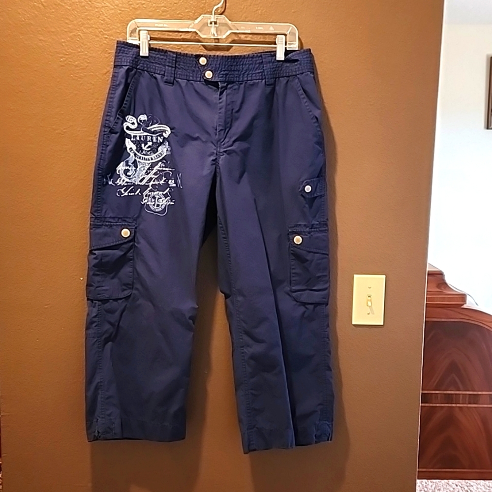 Lauren Jeans Navy Blue Capris Size 12 Excellent Condition